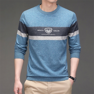 2022毛衣男士春季T恤中年圆领打底爸爸装套头休闲针织衫图片