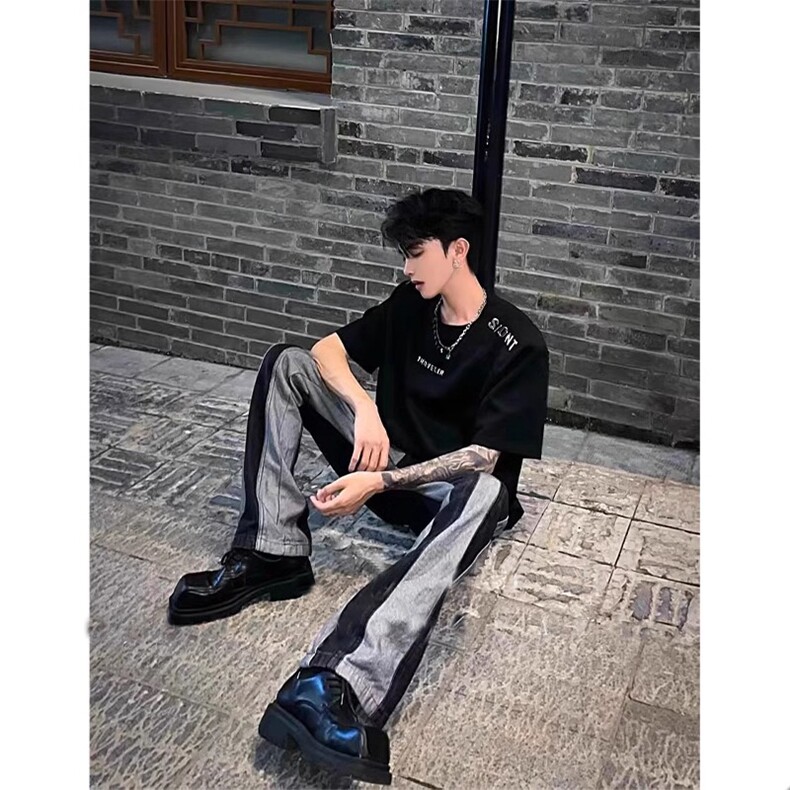 小众垫肩短袖t恤男夏季潮牌cleanfit美式高街五分袖F112-特P31,男装T恤,星座1007（原301D）