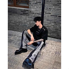 小众垫肩短袖t恤男夏季潮牌cleanfit美式高街五分袖F112-特P31，男装T恤，星座1007（原301D）