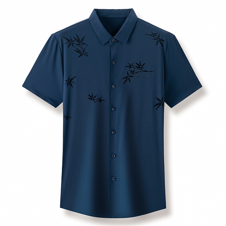 衬衣男中年爸爸衬衫短袖中老年男士薄款夏装老年人夏季40岁50衣服图片
