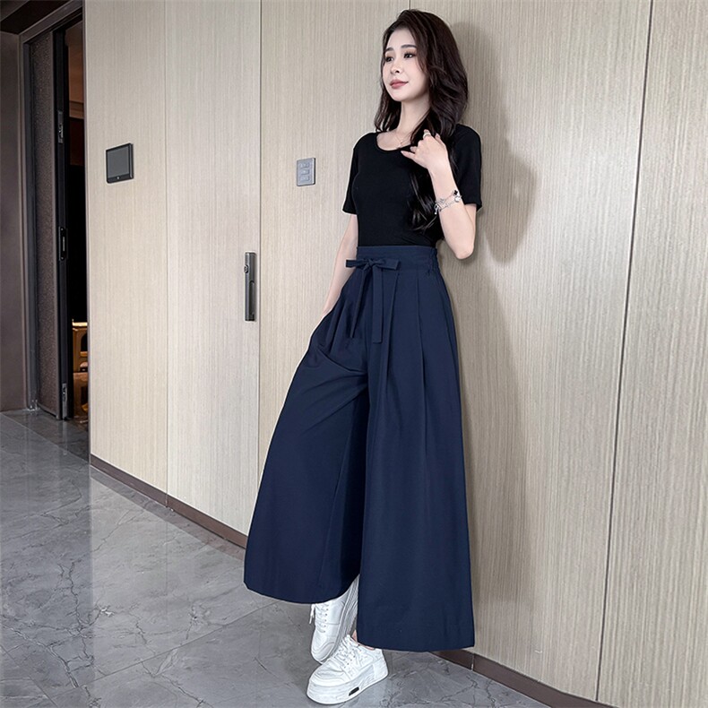 法式复古优雅高级感直筒裤女2025夏季新款小个子宽松显瘦阔腿裙裤,女装休闲裤,水衣源