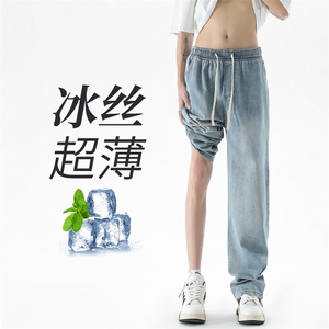 冰丝薄款牛仔男夏潮牌美式修身高街长裤2024p48图片
