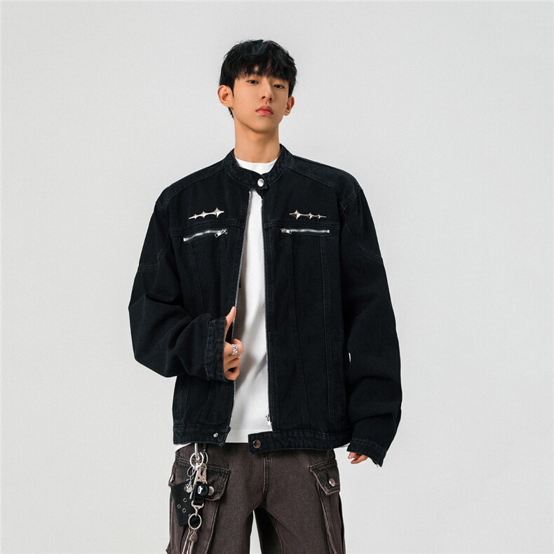 1303B-JK5501-P98158原版做工重工水洗拉链设计牛仔外套,男装工装外套,星座1303B