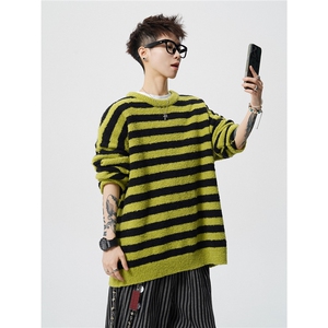 MY60415-P65特 大码条纹针织套头毛衣图片