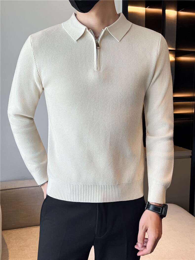店主风小伙男士秋冬半拉链翻领纯色毛衣打底衫301A-1/M85/P58,男装T恤,星座301A-1