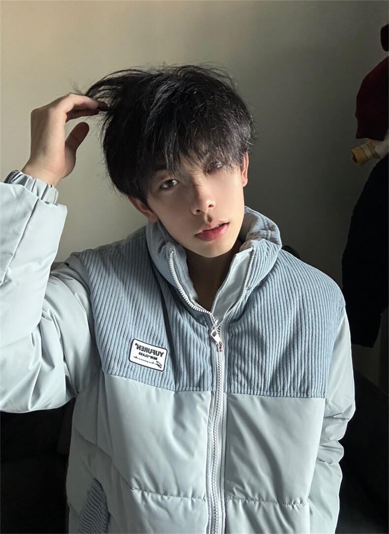 A294-P98冬季棉服外套情侣男女灯芯拼接外套棉服立领上衣,男装棉衣,星座911