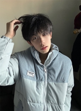 A294-P98冬季棉服外套情侣男女灯芯拼接外套棉服立领上衣，男装棉衣，星座911