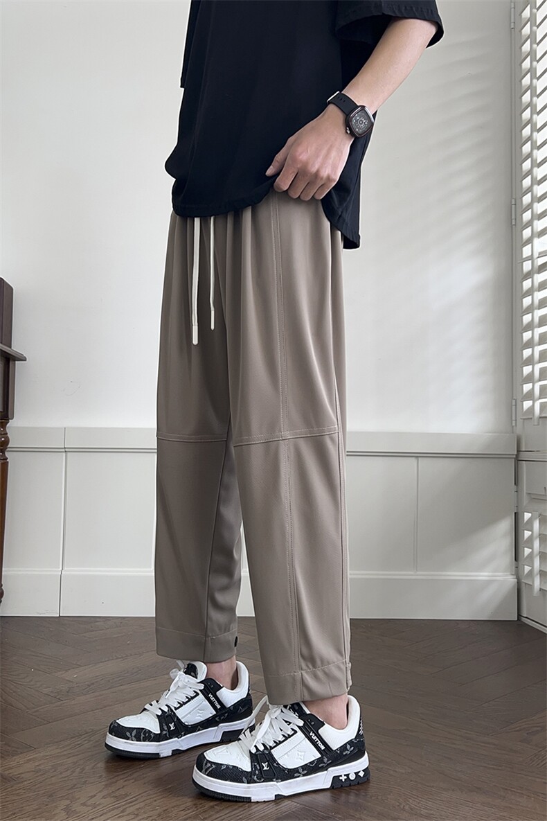 K338-P65高品质新面料仿醋酸结构款休闲爽滑垂坠九分裤M-5XL,男装休闲裤,星座703