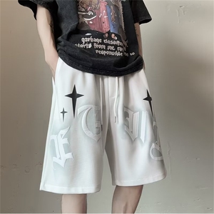 美式短裤男夏季宽松vintage五分裤潮牌休闲大码篮球高街运动裤子图片