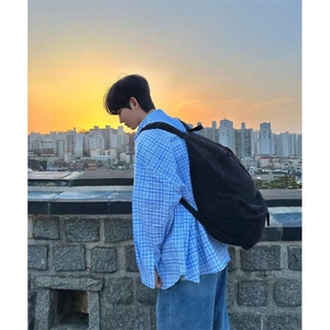 格纹衬衫美式复古开衫男宽松上衣高街潮CY0021 P50图片