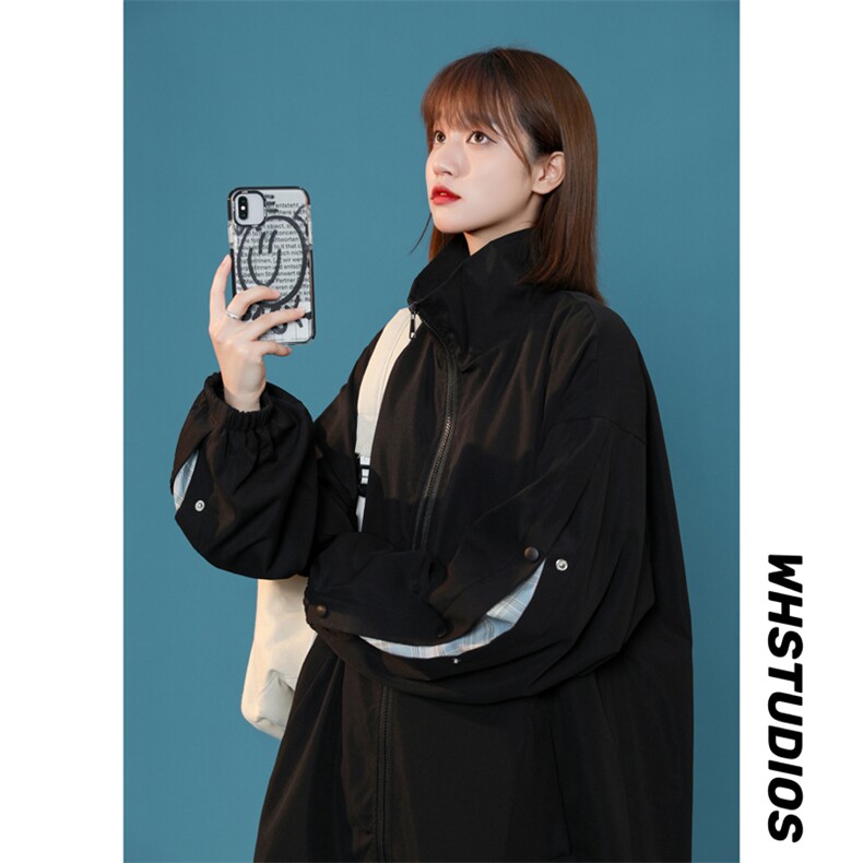 JK3089/P55春装中性风排扣运动夹克男韩版大码宽松外套上衣控68，女装短外套，电商A141