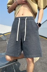 渐变星空纹牛仔短裤男夏季抽绳松紧腰水洗美式高街休闲裤D3#-P40，男装牛仔裤，电商A178