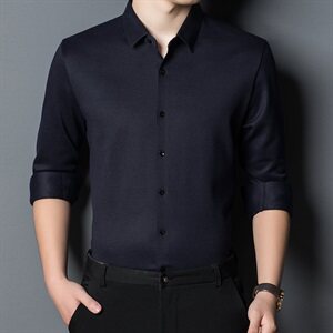E666钱塘2020-2秋冬高品质男士桑蚕丝羊毛纯色衬衫P100主推图片