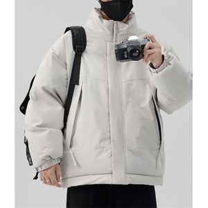 现货美式高街休闲夹克冬季立领纯色三防户外工装加厚棉服外套图片