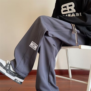 港风春款男休闲卫裤字直筒宽松长裤大码M-5XL H500 P50图片