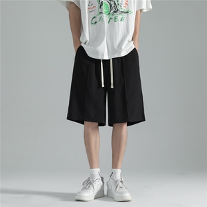 黑色休闲短裤男款夏季日系cityboy宽松直筒潮牌百搭男运动五分裤图片