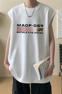 2025新款重磅高品质纯棉无袖坎肩背心 MAOF英文印花BX6144-特P18图片