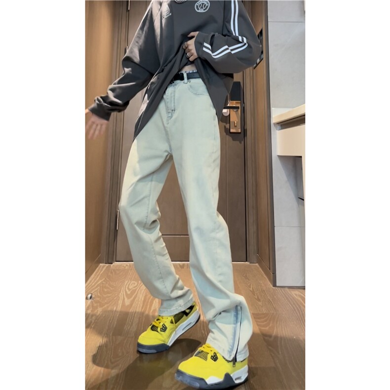高街复古水洗微喇小众裤脚拉链设计牛仔裤B315-K23204-P55控68,男装牛仔裤,电商B315