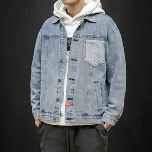 控价128 牛仔外套男潮流青年秋上衣翻领牛仔夹克男DS944TP65图片