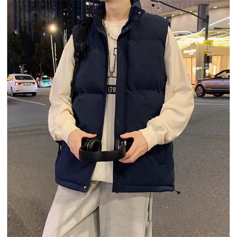 现货5W件冬季三防硬挺boxy短款立领棉衣马夹外套加厚马甲保暖棉服，男装棉衣，电商A443