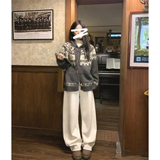 重磅秋冬北极绒开衫毛衣美式复古休闲慵懒风牛角扣针织衫连帽外套，男装针织衫/毛衣，电商A486