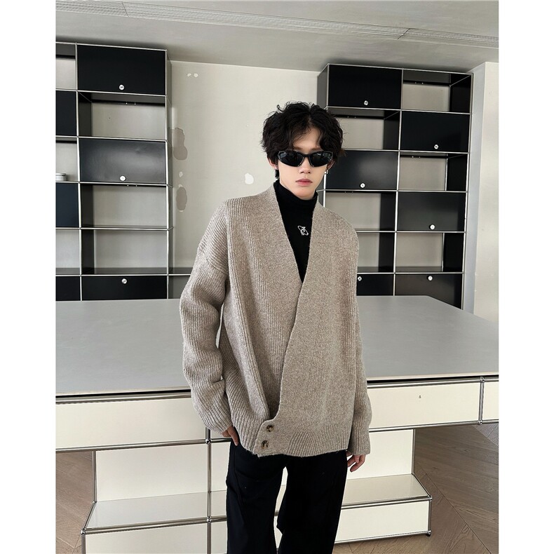 复古百搭松弛感开衫道袍毛衣秋冬季老钱慵懒风针织衫外套MY9541图片