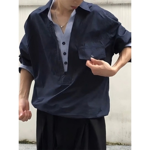 韩风休闲长袖衬衫男士2025春秋季新款韩版宽松高级感衬衣免烫寸衣图片