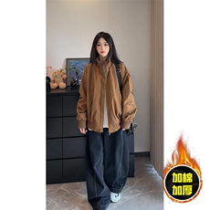 现货冬季美拉德立领飞行夹克廓形高街棒球服加棉加厚棉衣外套，男装夹克，电商A443