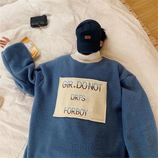 秋冬装羊羔毛卫衣男oversize高领情侣上衣chic港风外套W4322-p45，男装卫衣，星座1008