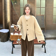 新款羊羔毛拼接羽绒服2D014-10050-P265-K398，女装短外套，2D014