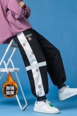 2023冬季新款日系蓝底大码加绒加厚反光卫裤M-5XHK21626-特P35，男装休闲裤，电商A022