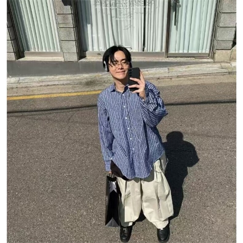 男士长袖衬衫小格子cityboy潮流翻领衬衣春休闲外套男914P45,男装衬衫,星座710