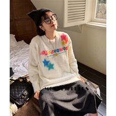 慵懒风涂鸦星星毛衣女秋冬季学院软糯小个子水貂绒上衣M1105，男装针织衫/毛衣，星座1116A（原606A-3）