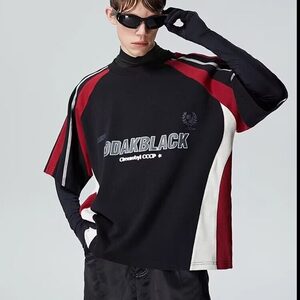 网图现货高品质珠地拼接撞色印花POLO衫短袖T恤五分袖RT134-P40图片