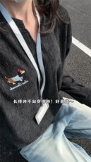 XZ809A/SYR11/P40/控58扎染J肌理感绣花腊肠狗V领长袖T恤卫衣，男装T恤，星座809A(原222-1)