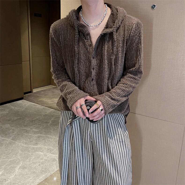 秋季潮男简约连帽纯色长袖针织衫毛衣毛毛T恤打底衫潮TX1258-P50,男装T恤,电商B267
