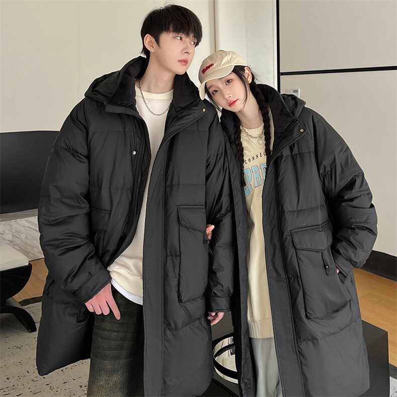 羽绒服男冬季新款港风长款连帽白鸭绒情侣外套YR928-P180(控价208,男装羽绒服,星座214-3