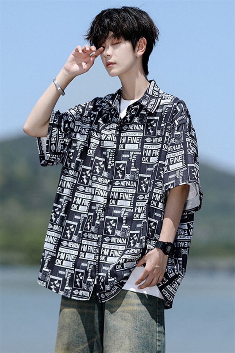 8XL-M花衬衫男短袖夏季薄款冰丝半袖宽松大码休闲外套DC28008P38,男装衬衫,电商B312