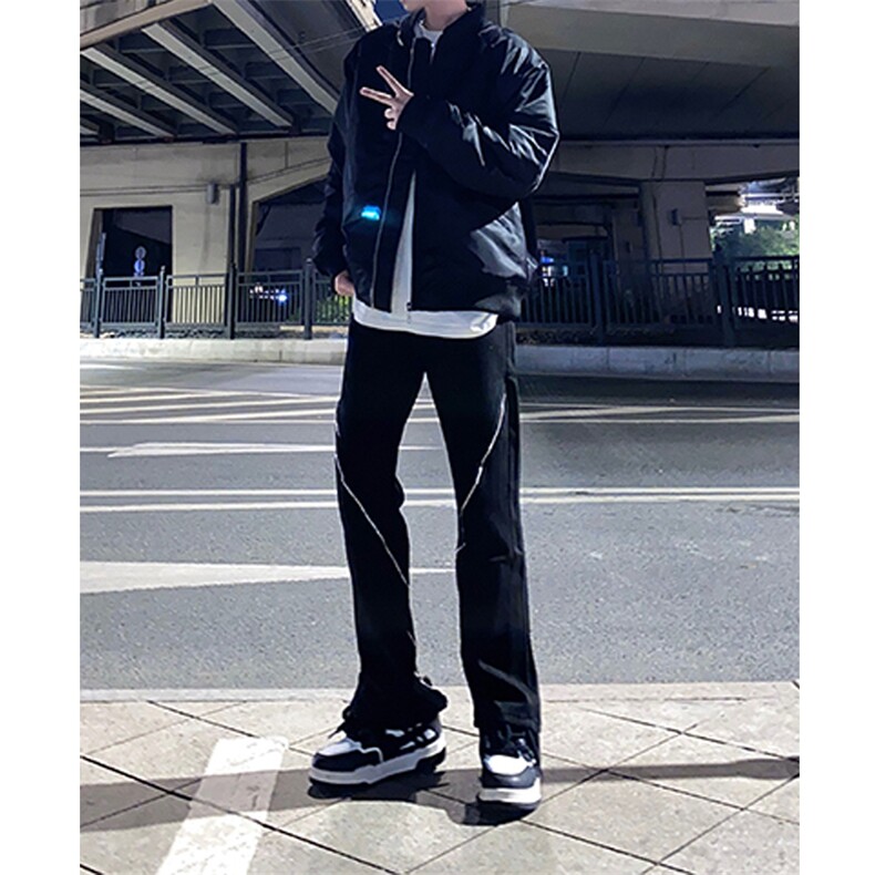 拿图不拿货cleanfit牛仔裤拉链设计微喇叭裤子KZA19-P53,男装牛仔裤,星座1007（原301D）