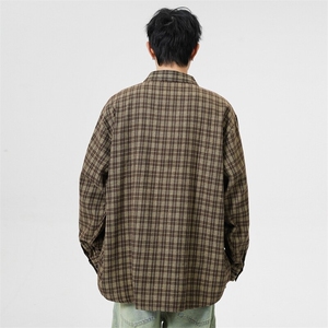 春季潮流格子衬衫男港风休闲长袖外套青少年男装2377P35图片