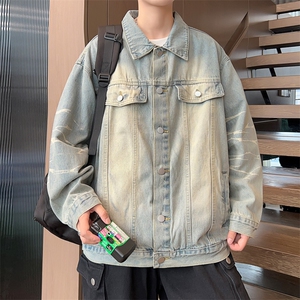 美式情侣牛仔外套渐变上衣宽松痞帅工装夹克男JK107-P60图片