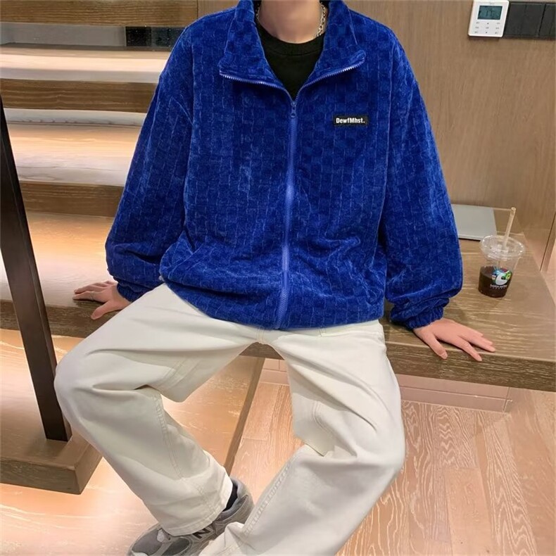 男秋季2023新款长袖华夫格呢子纯色夹克外套W157P75,男装夹克,星座1116-2