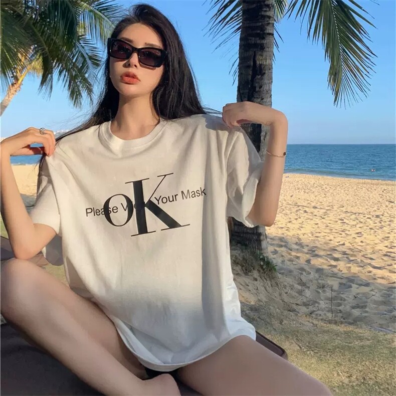 T0722-P25简约小众字母印花纯棉短袖男女同款情侣宽松上衣潮，男装T恤，星座617A-2