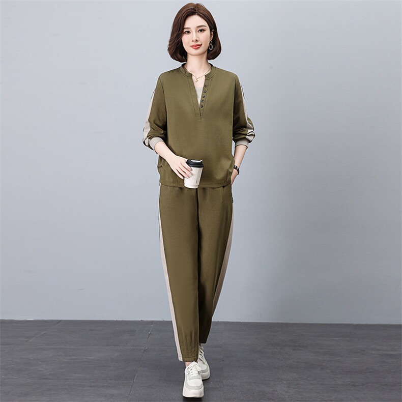 休闲运动卫衣套装女2025春秋新款大码时尚中年妈妈洋气卫裤两件套,女装套装/套裙,忆绮罗