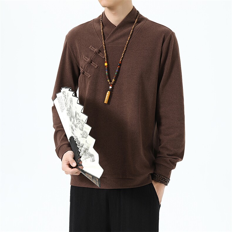 现货春秋风长袖卫衣汉服盘扣中式保暖打底衫2378-P60，男装T恤，星座1105-3