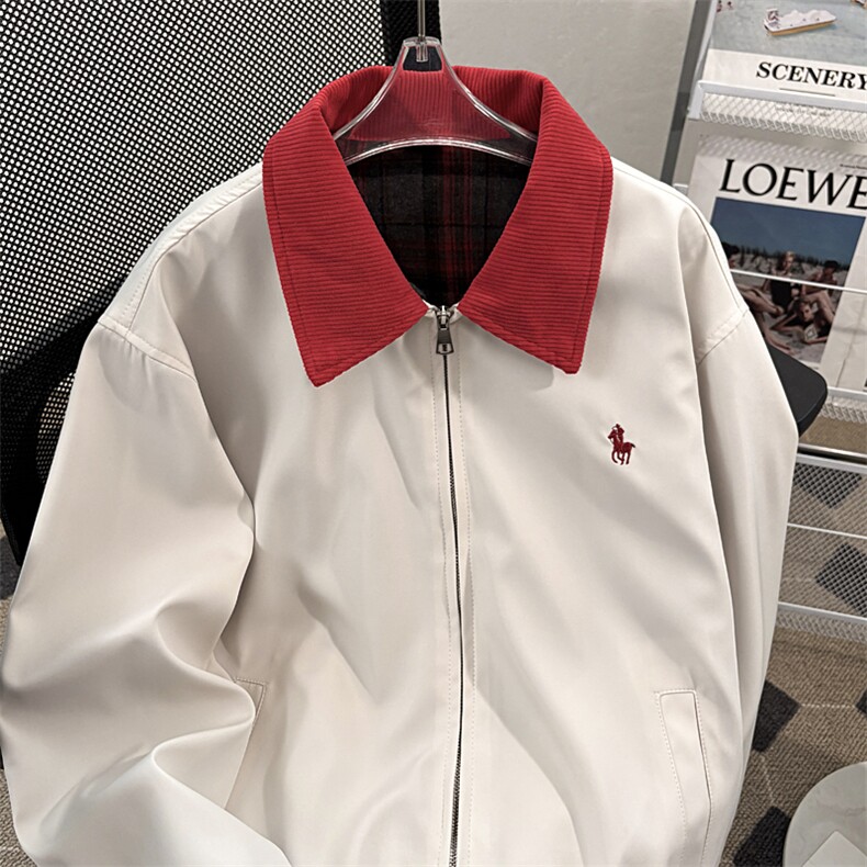 港风秋款男夹克衫灯芯绒领刺绣宽松休闲外套JAK009P70,男装夹克,星座1013-1