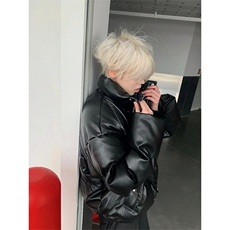 【有货】解构短款PU皮立领棉服外套面包服棉衣MY8080特P112，男装棉衣，星座908-1