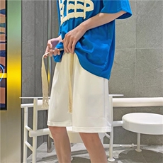 纯色抽绳运动短裤男女夏季潮牌宽松阔腿休闲篮球五分裤6802-p22，男装休闲裤，星座1008