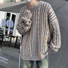 混色毛衣男冬季潮牌针织衫复古慵懒风线衣外套1001-1-M266-P52，男装针织衫/毛衣，星座1001-1