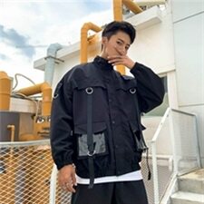 黑色外套男女秋季韩版bf原宿风宽松百搭贴布破洞上衣夹克潮JK66，男装夹克，星座1804
